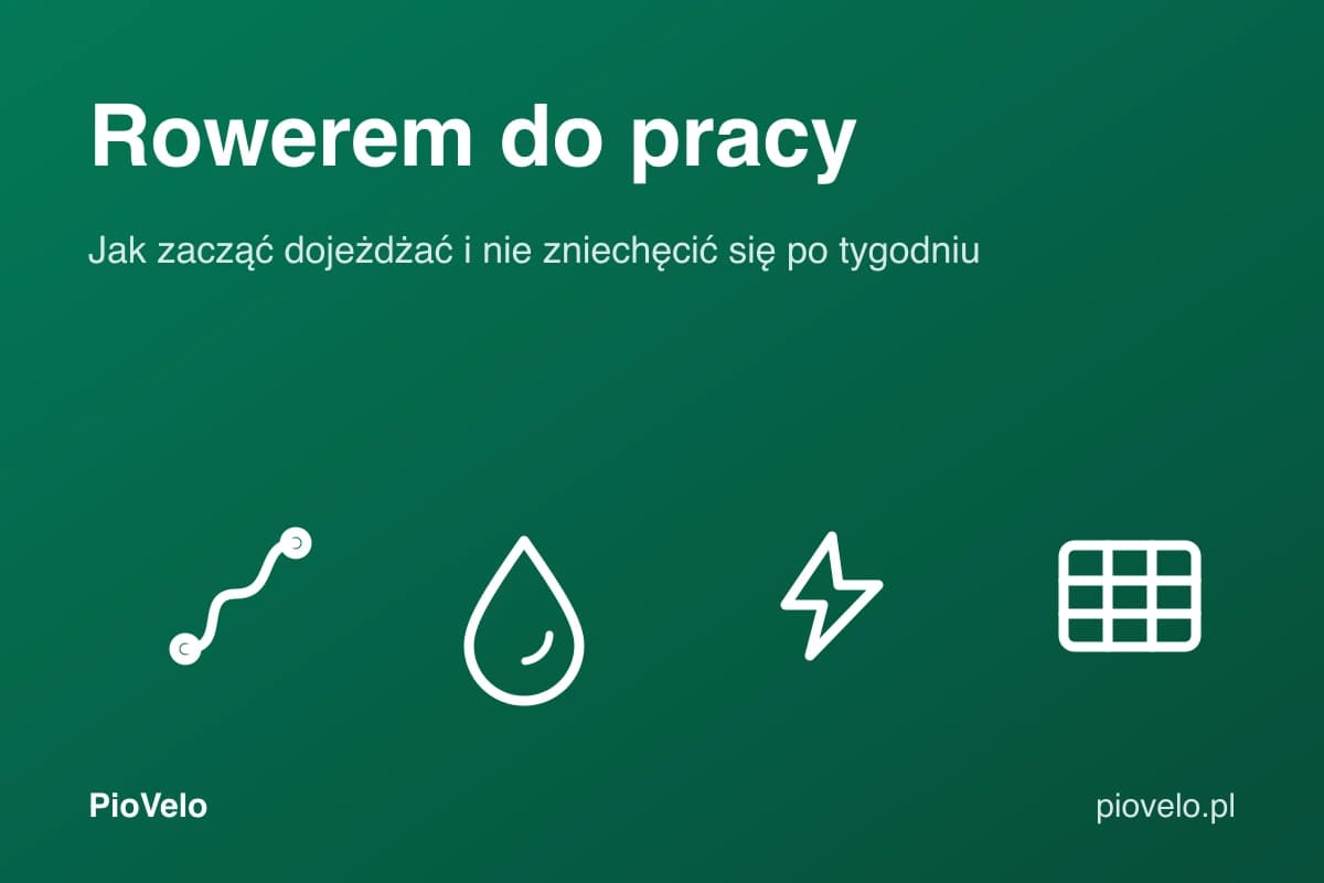Rowerem do pracy, grafika z trasą, kroplą potu, zaczepem i tabelą