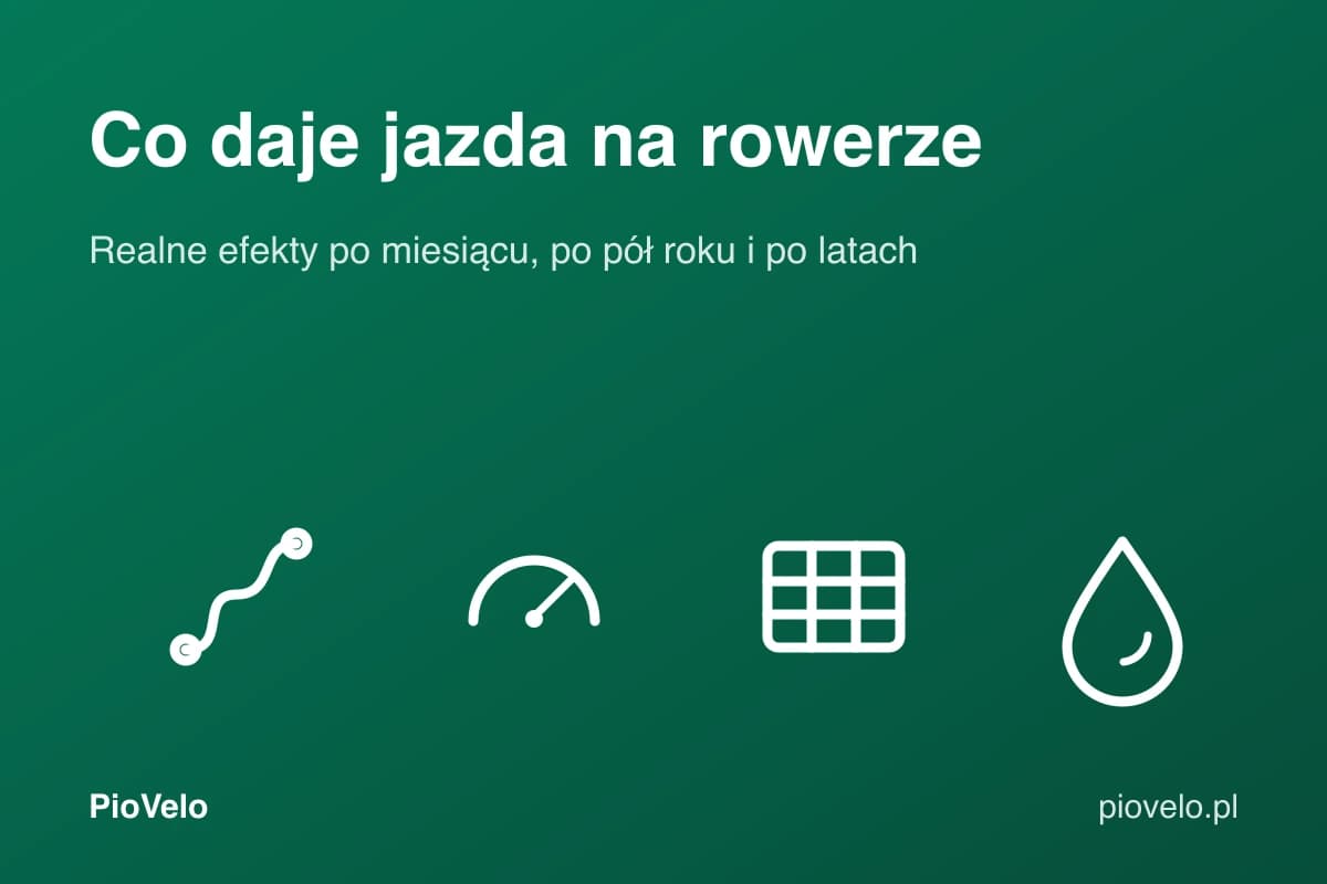 Co daje jazda na rowerze, grafika z profilem trasy, licznikiem, tabelą i kroplą potu