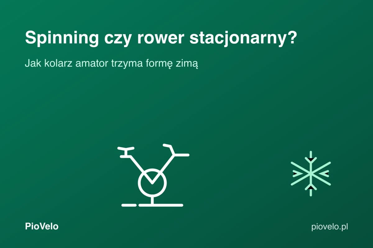 Spinning czy rower stacjonarny, grafika z rowerem stacjonarnym i śnieżynką