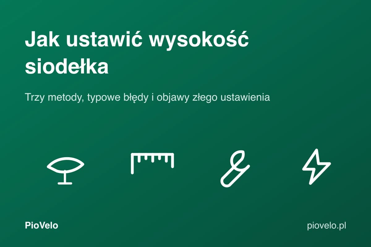 Jak ustawić wysokość siodełka, grafika z siodełkiem, miarką, kluczem i śrubą
